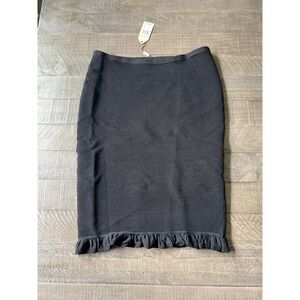 NWT Max Studio Ribbed Ruffle Stretch Pencil Skirt Size Large